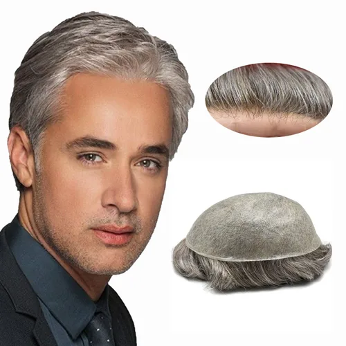 Miniatura 51 de Toupee Hair for Men Hair Piece 0.002 in Ultra Thin Skin Mens Toupee Sistema de reemplazo de cabello humano para hombres, prótesis capilar