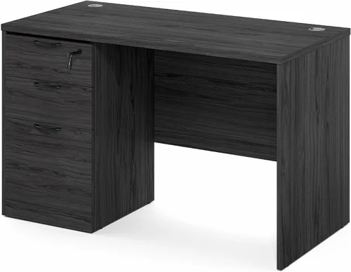 Miniatura 7 de Furinno Roger - Escritorio ejecutivo de 47 pulgadas con archivador, escritorio de oficina en casa con archivador de pedestal fijo de 3 cajones, ojal