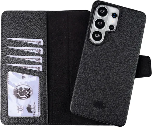 Miniatura 4 de BLACKBROOK Funda tipo cartera para Samsung S26, cuero de grano completo, juego 2 en 1 desmontable Carter, diseñado para carga MagSafe e inalámbrica