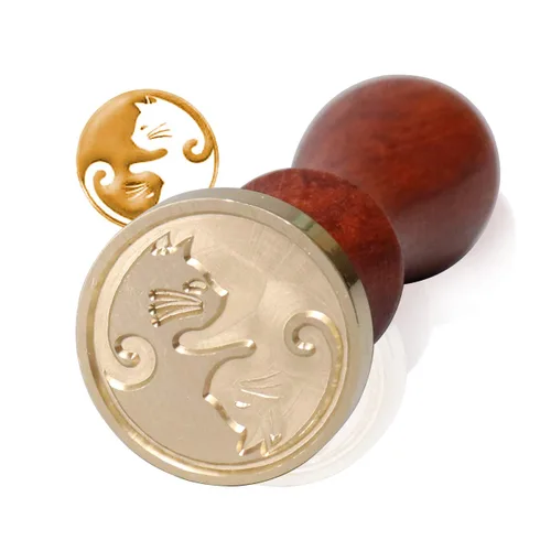 Miniatura 8 de FsAlisa Sello de cera con cabeza de latón extraíble, mango de madera, ideal para adornar sobres, invitaciones de boda, paquetes de vino, envoltura