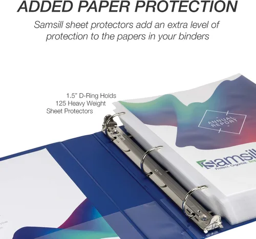 Miniatura 270 de Samsill - Carpeta duradera de 5 pulgadas, fabricada en los Estados Unidos, con anillos en D, transparente y personalizable, color blanco