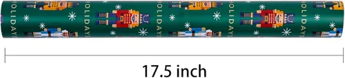 Miniatura 6 de RUSPEPA - Rollo de papel de regalo reversible - Rollo mini - diseño de Nueveador de nueces de Navidad y felices fiestas, ideal para Navidad, fiesta