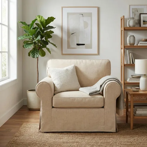 Miniatura 4 de Ektorp - Funda de repuesto para sillón IKEA Ektorp, funda para silla Ektorp, solo funda Ektorp (beige diario)