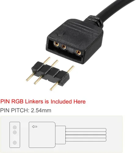 Miniatura 4 de uxcell ARGB - Cable divisor hembra a hembra de 3 pines, cable de extensión para tiras de luz LED 5050 3528, 11.8 in de longitud, 2