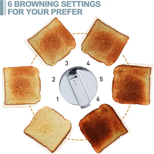 Miniatura 5 de CUSIMAX Tostadora de 4 rebanadas, pantalla LED ultra clara y ranuras extra anchas, tostadora de acero inoxidable con paneles de control dobles de 6