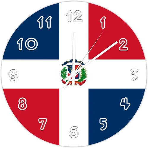 Reloj de pared de República Dominicana – Reloj de pared con bandera de República Dominicana para dormitorio, sala de estar, hogar, oficina, escuela,