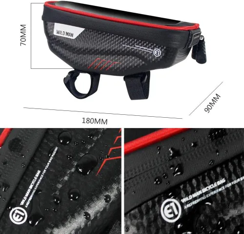 Miniatura 4 de Bolsa de manillar de bicicleta, resistente al agua, accesorios para manillar de bicicleta, bolsa de tubo frontal superior para bicicleta, soporte