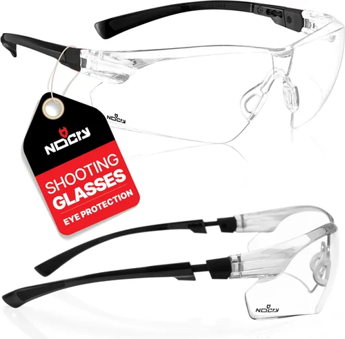 NoCry Gafas de Tiro Transparentes para Hombres con Lentes Envolventes Antivaho y Resistentes a los Arañazos — Anteojos de Seguridad ANSI Z87 para