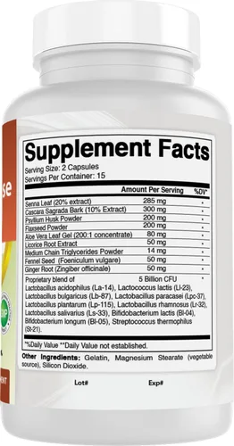 Miniatura 6 de Best Naturals Limpieza intestinal y colon durante 15 días + probióticos para mujeres y hombres con Senna, cáscara sagrada y cáscara de psyllium - 30