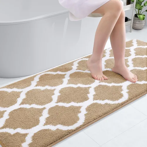 Miniatura 10 de OLANLY Alfombras de baño de 24 x 16 pulgadas, microfibra suave y absorbente, antideslizante y peluda, lavable a máquina, tapetes para el suelo