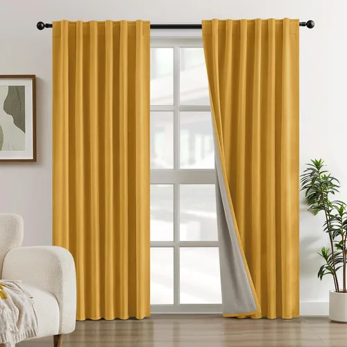 Miniatura 18 de HOMEIDEAS Cortinas Opacas 100% de Chenilla para Dormitorio, Cortinas Rosa Rubor de 63 Pulgadas de Largo, 2 Paneles para Sala de Estar/Guardería