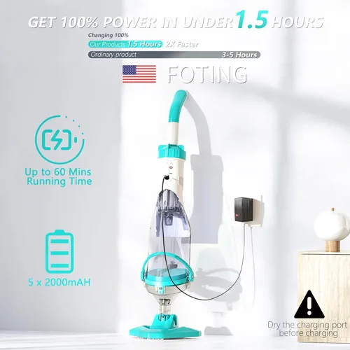 Miniatura 8 de Aspiradora de piscina inalámbrica para sobre el suelo, aspiradora de mano para spa de piscina para piscinas enterradas y bañeras de hidromasaje