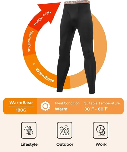 Miniatura 3 de INNERSY Ropa interior térmica para hombre, ligera, capa base, 2 paquetes