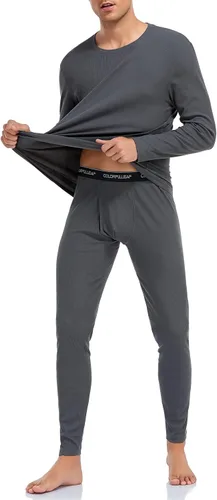 Miniatura 4 de COLORFULLEAF Conjunto de ropa interior térmica de algodón para hombre, ropa interior térmica de algodón para hombre, capa base, clima frío