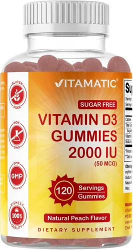 Miniatura 13 de Vitamatic Gomitas de Vitamina D3 sin Azúcar - 120 Gomitas a Base de Pectina - Gran Sabor - Huesos Saludables, Estado de Ánimo y Función del Sistema