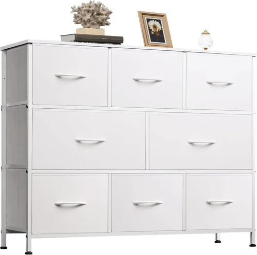 Miniatura 30 de WLIVE Cómoda para dormitorio con 8 cajones, cómoda de tela ancha para almacenamiento y organización, cómodas de dormitorio, cajonera para sala