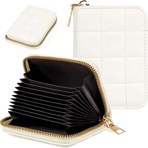 Miniatura 23 de Tarjetero RFID para tarjetas de crédito, cartera pequeña con cremallera de acordeón, estuche organizador de tarjetas para mujeres y hombres