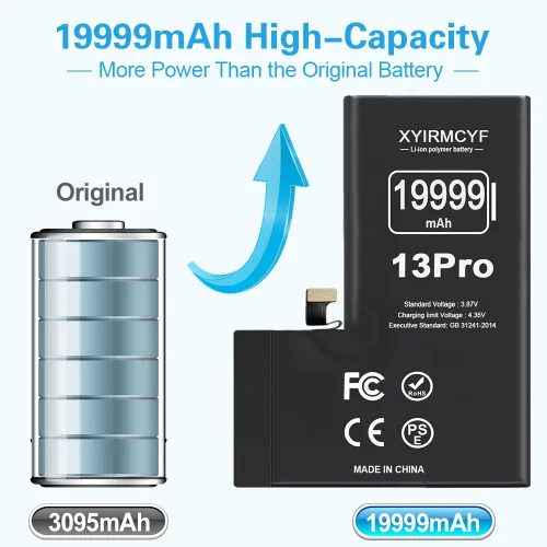 Miniatura 2 de XYIRMCYF Batería de gran capacidad de 19999 mAh compatible con iPhone 13 Pro, batería de repuesto de polímero de litio de 0 ciclos para iPhone 13
