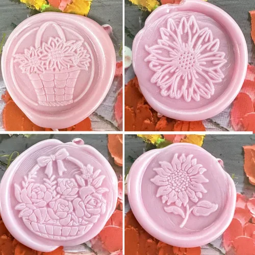 Miniatura 6 de 4 sellos de cera de repuesto para cabeza de sello de rosa, margarita, girasol, retro, antiguos, sellos de cera de sellado para invitaciones de boda