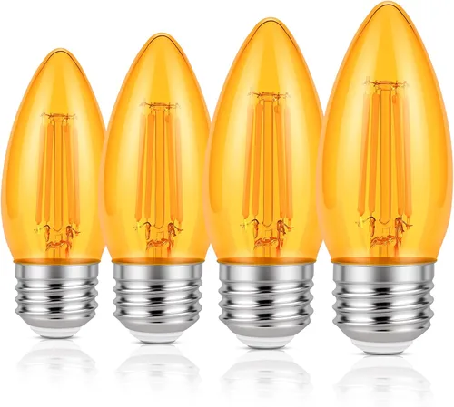 KINUR Bombilla LED E26 de 40 W, bombillas de candelabro LED ámbar B11, bombilla decorativa blanca cálida de 2000 K, para ventilador de techo,