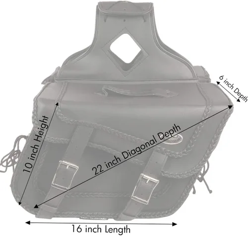 Miniatura 4 de Milwaukee Leather SH664ZB - Tirador de PVC trenzado grande con cremallera sobre alforjas, talla única