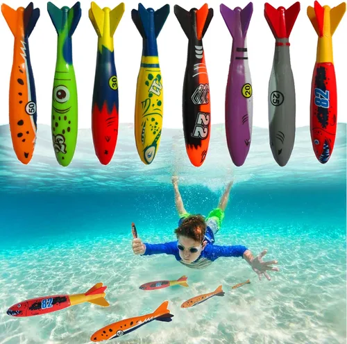 Haktoys Juego de juguetes de buceo en piscina, torpedos hundidos para niños y adultos, cohetes torpedos de piscina de hundimiento rápido para