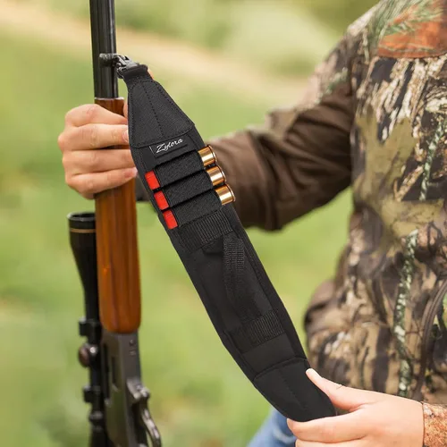 Miniatura 8 de ZYLORA Shotgun Sling with Quick-Grab Handle, 3 Shell Holders and Swivels Fits 12 gauge shotguns with swivel studs; Neoprene comfort pad