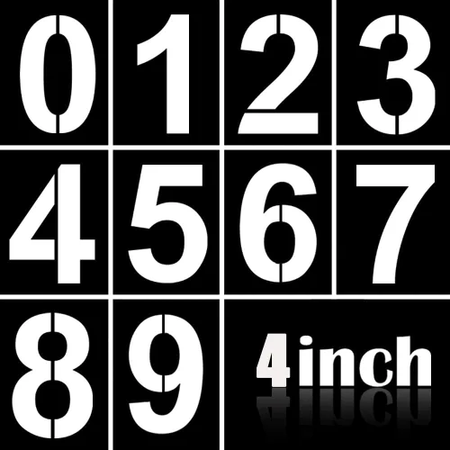 Miniatura 12 de Juego de plantillas de números grandes de 8 pulgadas, juego de plantillas de números de dirección de 0 a 9, plantillas de pintura de números de 7.9