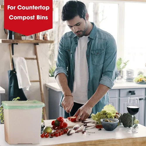 Miniatura 6 de Bolsas de compost, bolsas de basura compostables de 2.6 galones, bolsas compostables pequeñas de 300 unidades para contenedor de encimera extra
