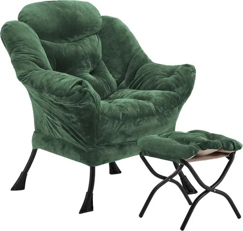 Miniatura 22 de Youtanic - Silla de Tela de Terciopelo Grueso y Acolchado, Cómoda Silla de Estar Contemporánea con Marco Estable, Sillón de Sofá de Ocio