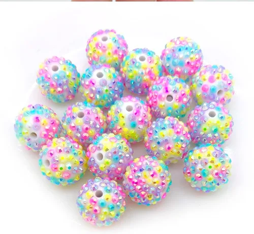 Miniatura 17 de Cuentas de diamantes de imitación de colores redondas espaciadoras para joyería, pulsera, collar, bolígrafo, bolsa, cadena, suministros de 0.630 in