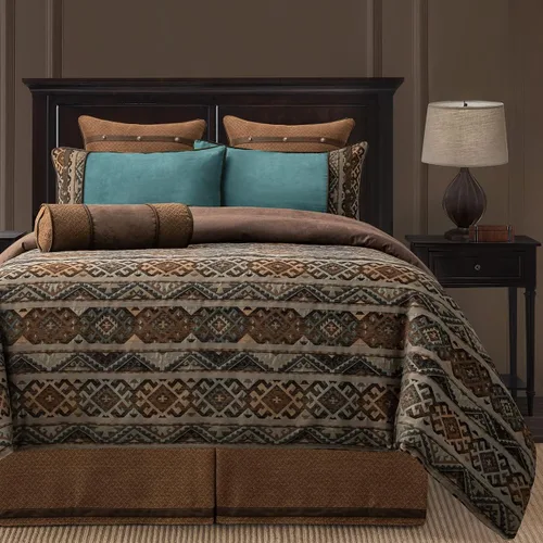 Miniatura 2 de Paseo Road by HiEnd Accents Rio Grande - Juego de funda de edredón de 7 piezas, tamaño Super King, cuero sintético marrón, juego de ropa de cama
