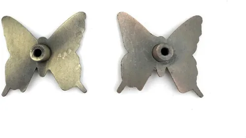 Miniatura 7 de 4 pomos de metal con forma de mariposa antigua para cajones (2 piezas de bronce y 2 bronce rojo)