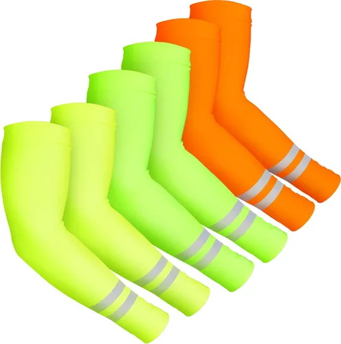 SATINIOR 6 pares de mangas de compresión para brazos con protección solar UV, para mujeres y hombres, golf, deportes al aire libre Color vívido
