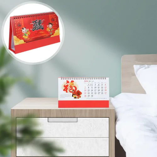 Miniatura 9 de NUOBESTY Calendario chino de escritorio 2024, calendario del año del dragón, calendario de escritorio chino lunar en espiral, calendario para Rojo1