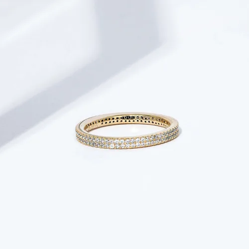 Miniatura 3 de Tienda Essentials Anillo de eternidad de doble fila chapado en oro de 14 quilates o rodio