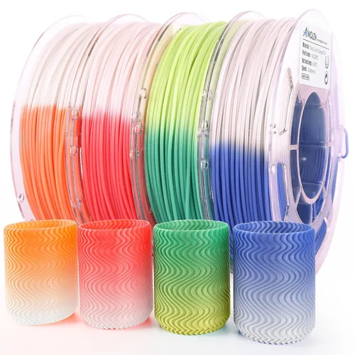 Miniatura 19 de AMOLEN Paquete de filamento PLA de seda para impresora 3D de 4.4 lbs, paquete de ácido poliláctico de doble color de 0.069 in, filamento PLA