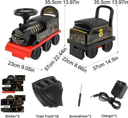 Miniatura 2 de Juguetes de Tren para Montar Conjunto de Tren Eléctrico con Vía de 2 Asientos Vagón de Carga, Música, Luz Regalos de Navidad y Cumpleaños para Niños