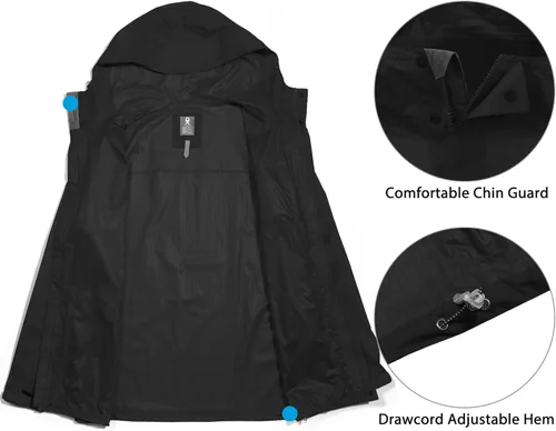 Miniatura 6 de Little Donkey Andy Chaqueta impermeable para hombre, ligera, cortavientos con capucha para golf, senderismo, UPF 30