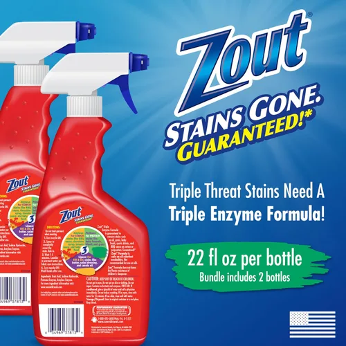 Miniatura 2 de Zout Spray quitamanchas para lavandería, fórmula de triple enzima, botellas de 22 onzas, paquete de 2