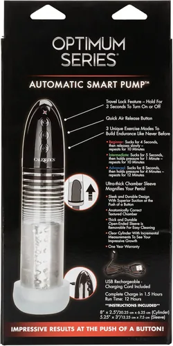 Miniatura 6 de CalExotics, Optimum Series Bomba inteligente automática – Bomba de pene de mejora masculina con funda de silicona Stroker – Juguetes sexuales