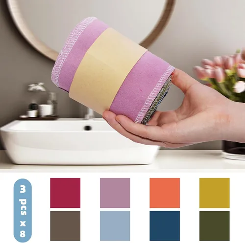 Miniatura 2 de Chloven Papel higiénico reutilizable, paquete de 24 toallas de bidé lavables y reutilizables, súper suaves, absorbentes, residuos de papel