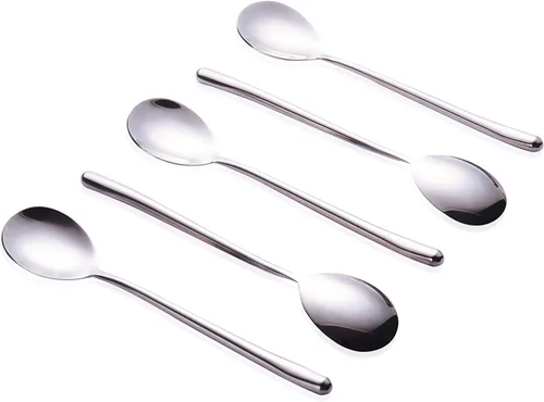 Miniatura 4 de Ouliget Cucharas de sopa coreanas, cucharas de sopa de mango largo de acero inoxidable, plata, 8 piezas, 8.7 pulgadas.