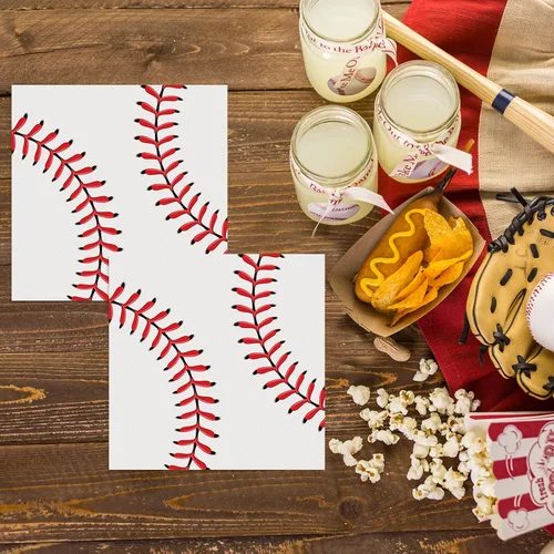 Miniatura 4 de Servilletas de béisbol para decoración de fiesta de cumpleaños, temática deportiva, servilletas de papel desechables para niños, baby shower