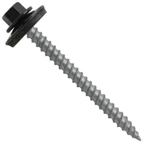 Miniatura 31 de 12 tornillos para techos de metal gris ABC de 2-1/2 pulgadas, cabezal de arandela hexagonal, arranque automático/roscado, arandela EPDM. 1 bolsa