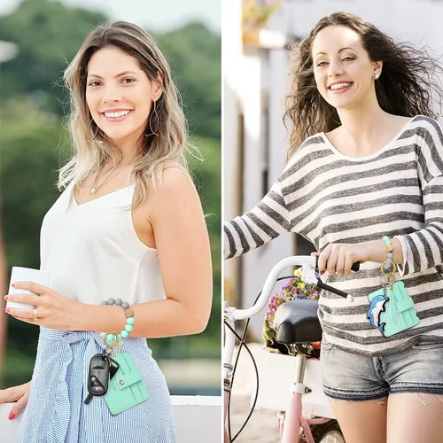 Miniatura 6 de YUOROS Llavero billetera cartera de pulsera para mujer llavero pulsera tarjetero