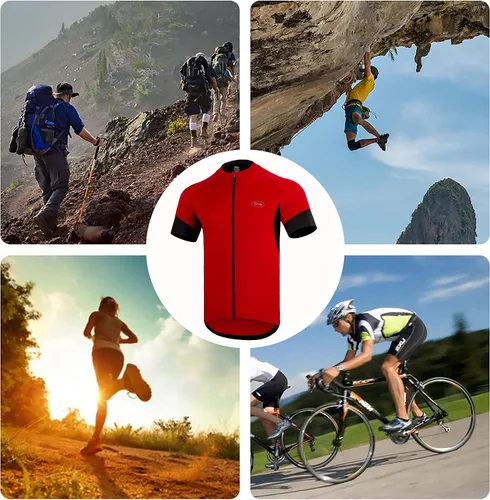 Miniatura 7 de Cycling Bike Jersey for Men Short and Long Sleeve Bike Bicycle Shirts Biking Clothing Breathable Quick-Dry Shirt with Pockets