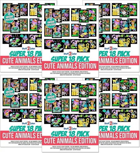 Miniatura 7 de Paquete de 18 pósteres para colorear difusos (edición de animales lindos), kit de arte y manualidades para niños, niñas y niños, perfecto para niños