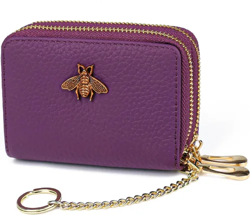 Miniatura 67 de imeetu Soporte para tarjetas de crédito RFID, cartera pequeña de cuero con cremallera para mujer