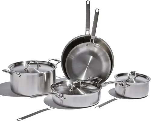 Heritage Steel Eater Series Juego Principal de 8 Piezas | Fabricado en EE.UU. | Juego de Utensilios de Cocina de Acero Inoxidable Totalmente